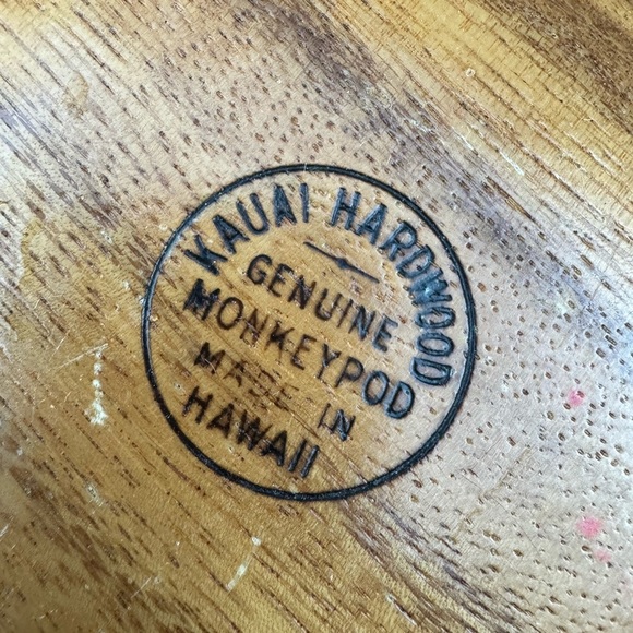 Vintage Monkey Pod BowlsSet Wood Leaf Serving Snack Tray Woodcraft Hawaii - Picture 5 of 7